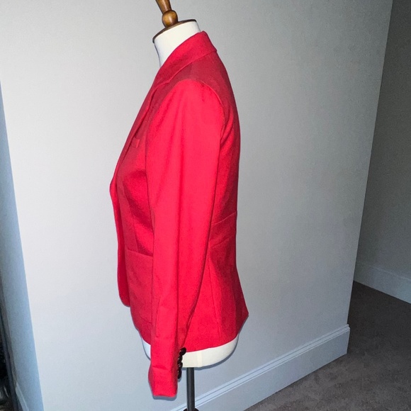 J.Crew Size 2 Red Suiting Two Button Jacket/Blazer with Leather Button - Picture 3 of 16
